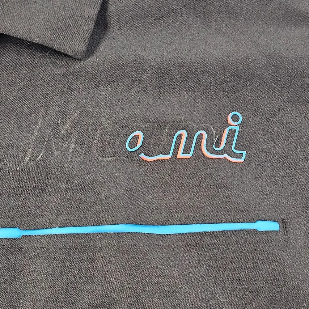 Miami Marlins Nike Black Short Sleeve Performance Polo Shirt Men's L